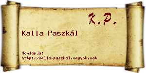 Kalla Paszkál névjegykártya
